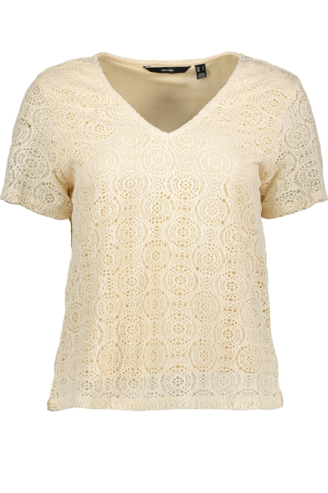 Vero Moda ecru dames t-shirt | Vooraanzicht