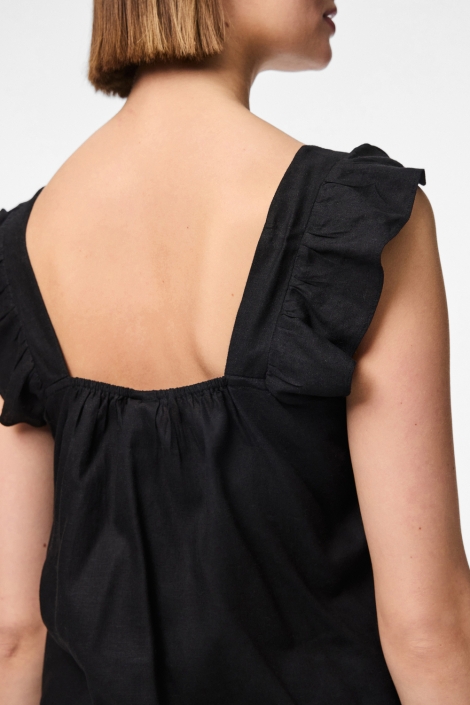 Pieces zwarte dames top | Model achteraanzicht