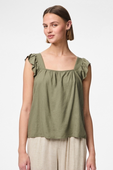Pieces Top PCPIA SL TOP WVN NOOS 17154740 DEEP LICHEN GREEN