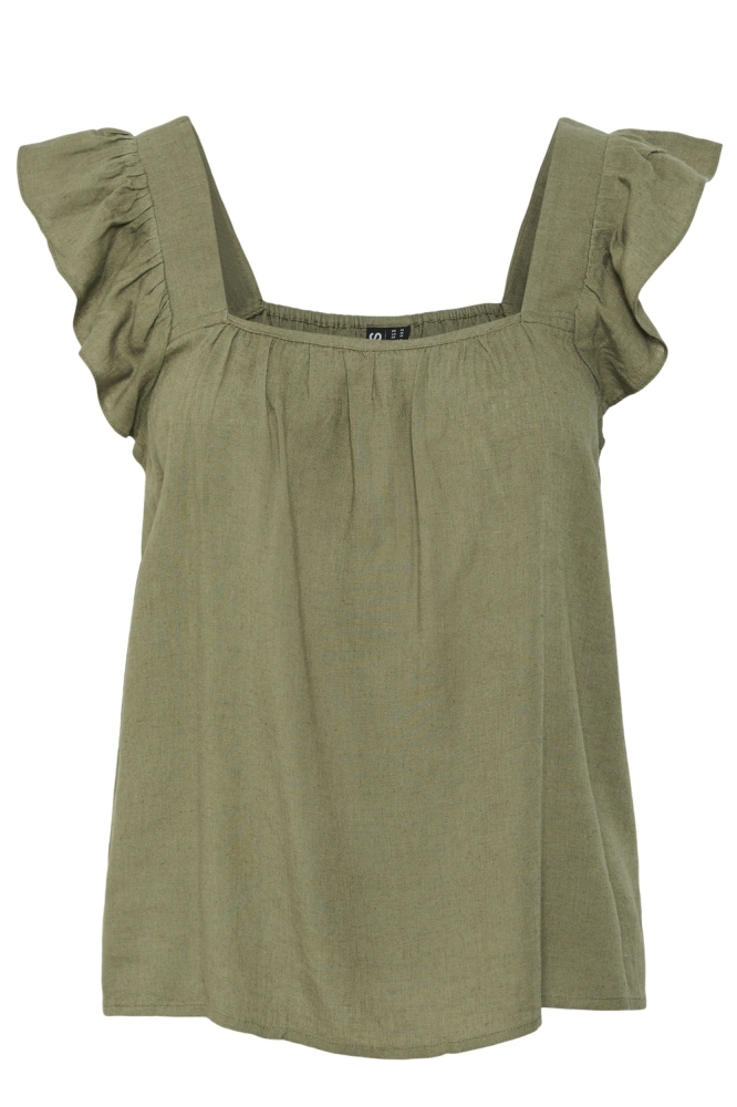 Pieces groene dames top | Vooraanzicht