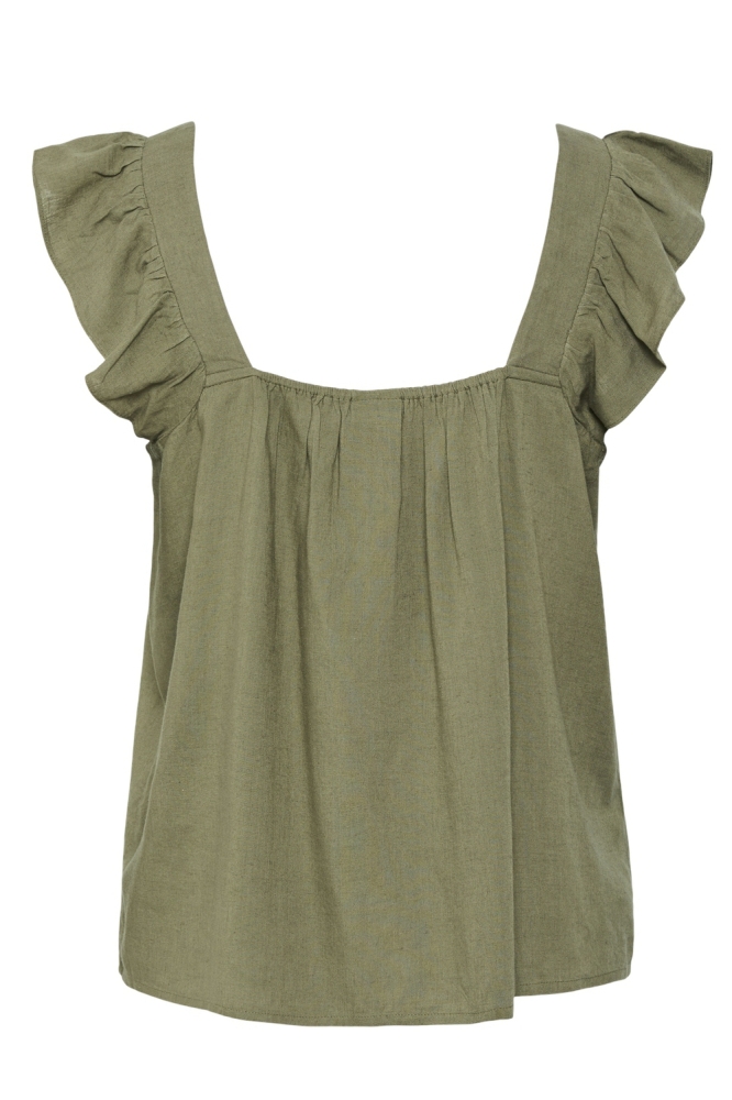 Pieces groene dames top | Achteraanzicht