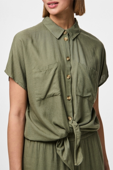 Pieces pcpia ss tie shirt wvn noos Groen