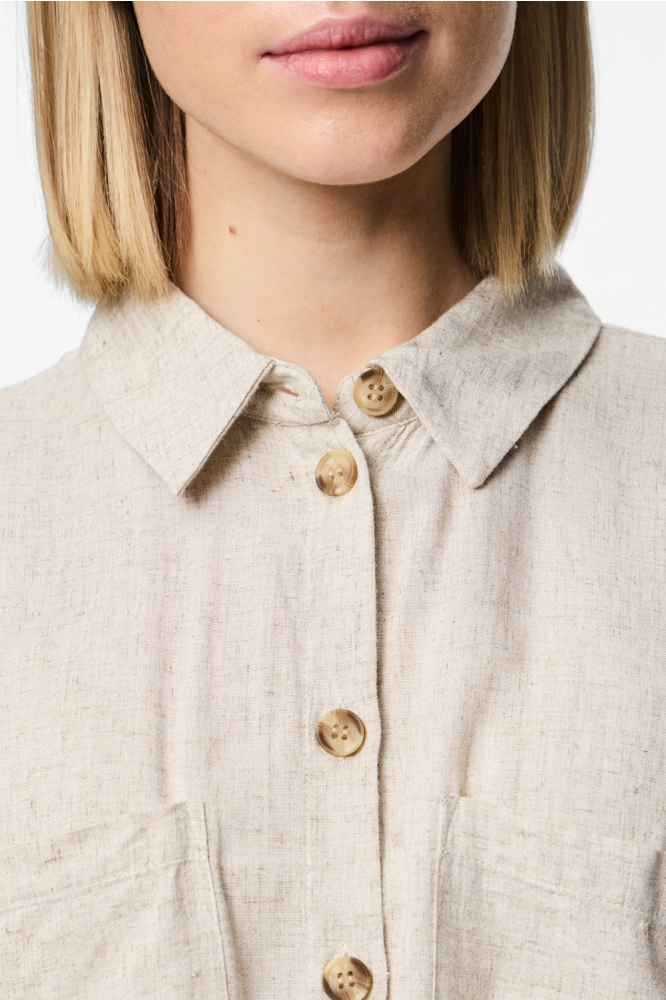 Pieces beige dames blouse | Close up