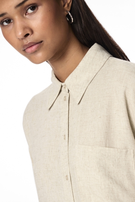 Pieces beige dames blouse | Close up