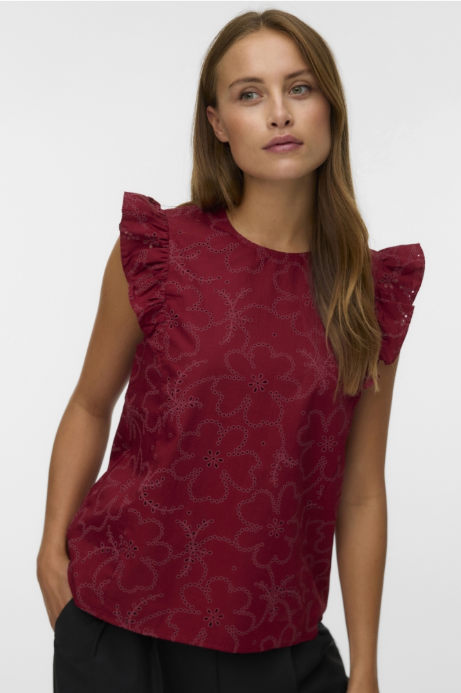 Vero Moda bordeaux dames top | Model vooraanzicht