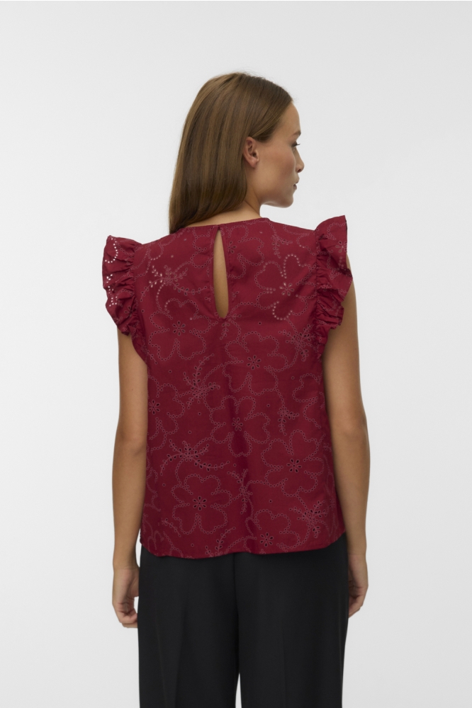 Vero Moda bordeaux dames top | Model achteraanzicht