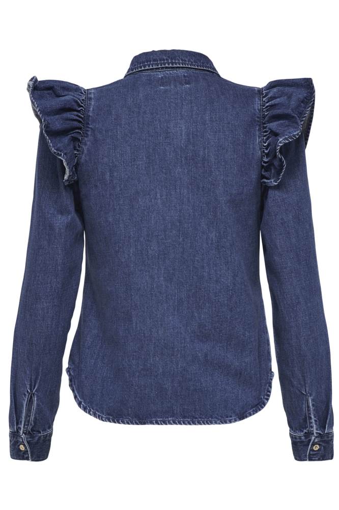 Only blauwe dames blouse | Achteraanzicht