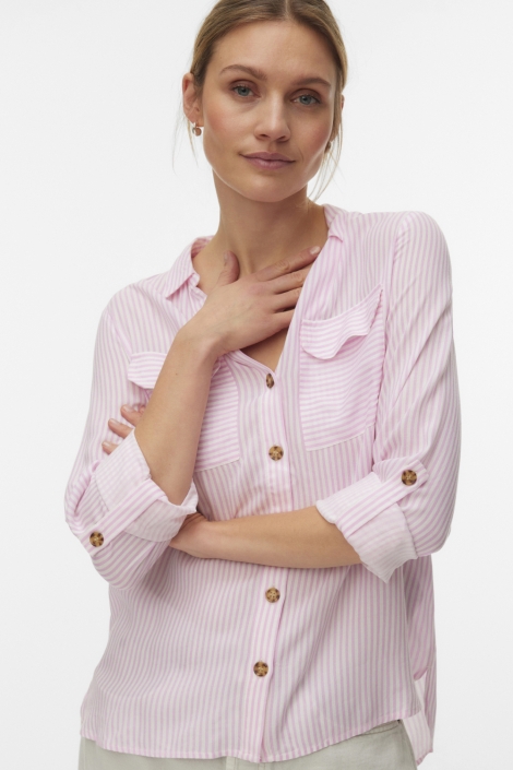 Vero Moda roze dames blouse | Model vooraanzicht