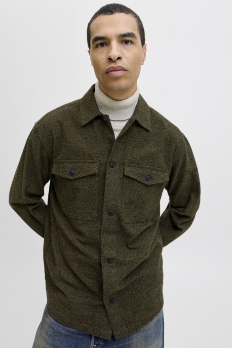 Jack & Jones groene heren overhemd | Model vooraanzicht