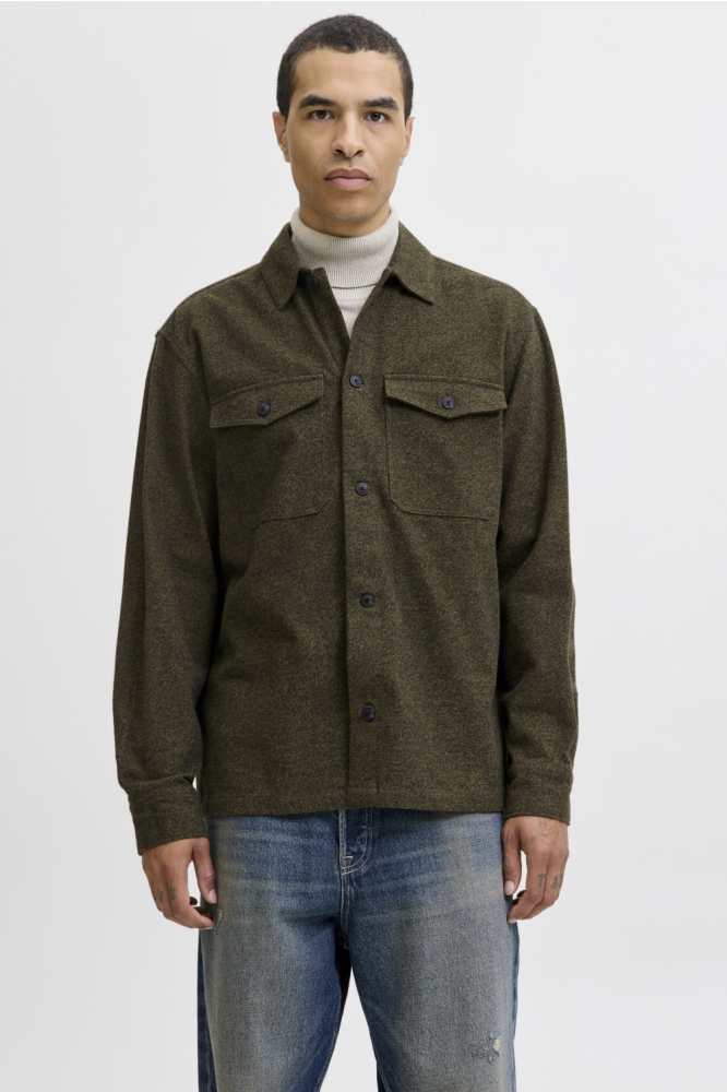 Jack & Jones groene heren overhemd | Model vooraanzicht