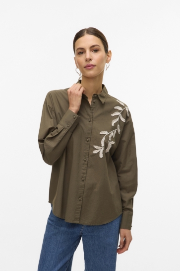 Vero Moda VMFERN L/S SHIRT WVN BTQ GA 10333342 Grape Leaf/Birch emb