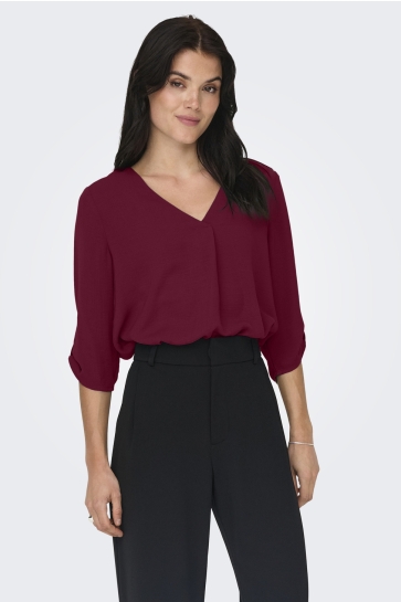 Jacqueline de Yong Blouse JDYDIVYA LIFE 3/4 TOP WVN NOOS 15226911 CABERNET