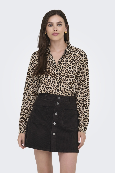 Jacqueline de Yong beige dames blouse | Model vooraanzicht