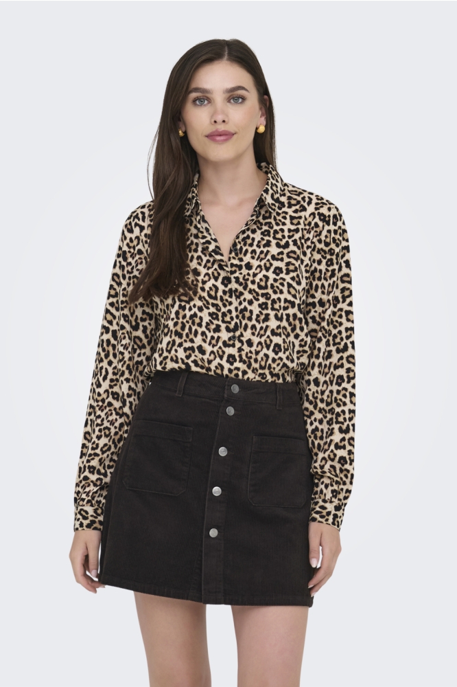 Jacqueline de Yong beige dames blouse | Model vooraanzicht