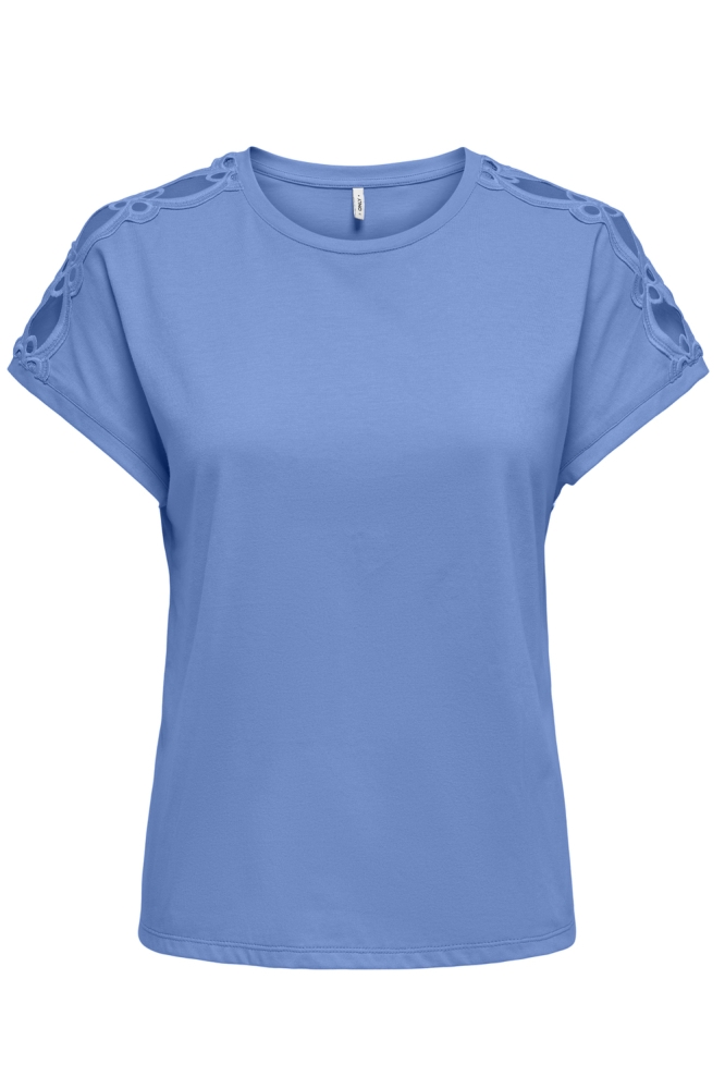 Only blauwe dames t-shirt | Vooraanzicht