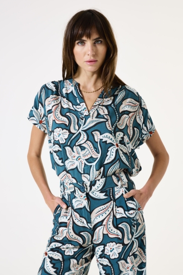 Garcia Blouse BLOUSE MET PRINT G50230 5079 Blue Lagoon