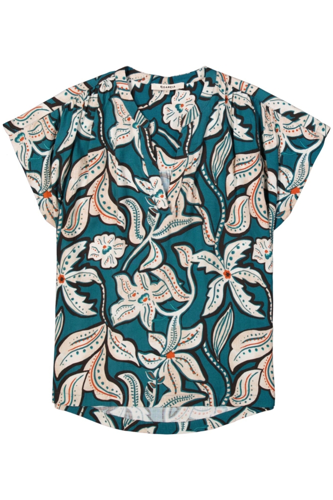 Garcia blauwe dames blouse | Vooraanzicht