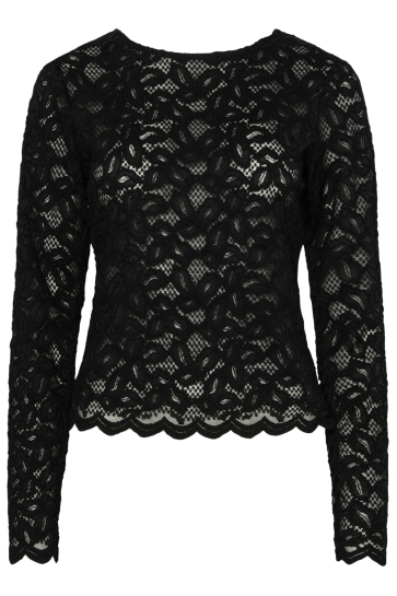 Pieces PCJOHANNE LS LACE TOP WVN 17159611 BLACK