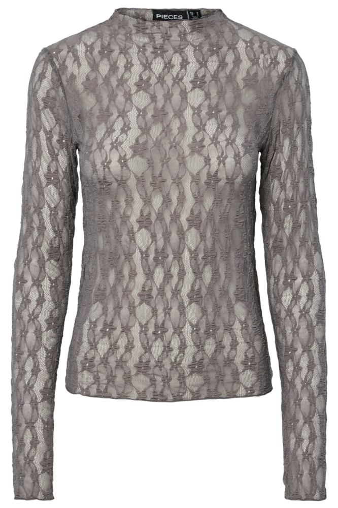 Pieces grijze dames t-shirt | Vooraanzicht