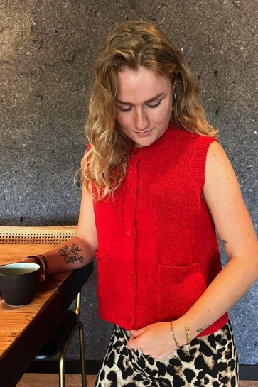 Pieces PCJESSIE SL O-NECK KNIT VEST BC 17159480 GOIJ BERRY