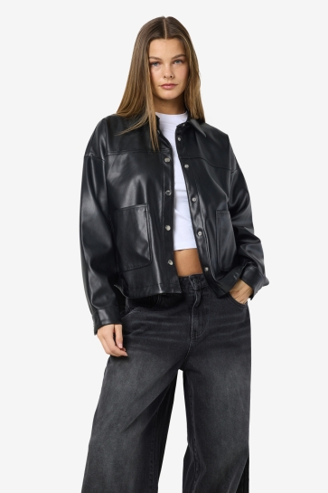 Noisy may Blouse NMBETTIE LS PU SHIRT 27034745 BLACK