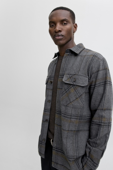 Jack & Jones Overhemd JPRRAYLE MELANGE CHECK L/S OVERSHIR 12286804 Dark Grey