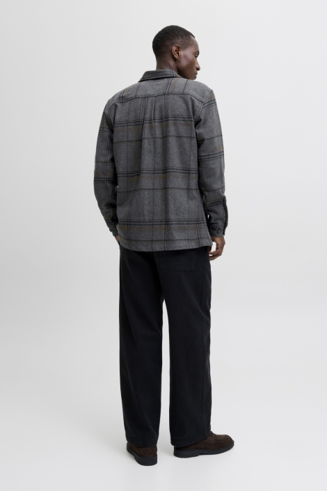 Jack & Jones grijze heren overhemd | Model achteraanzicht