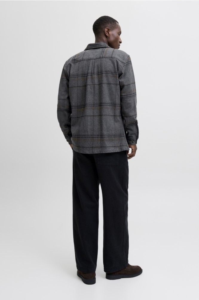 Jack & Jones grijze heren overhemd | Model achteraanzicht