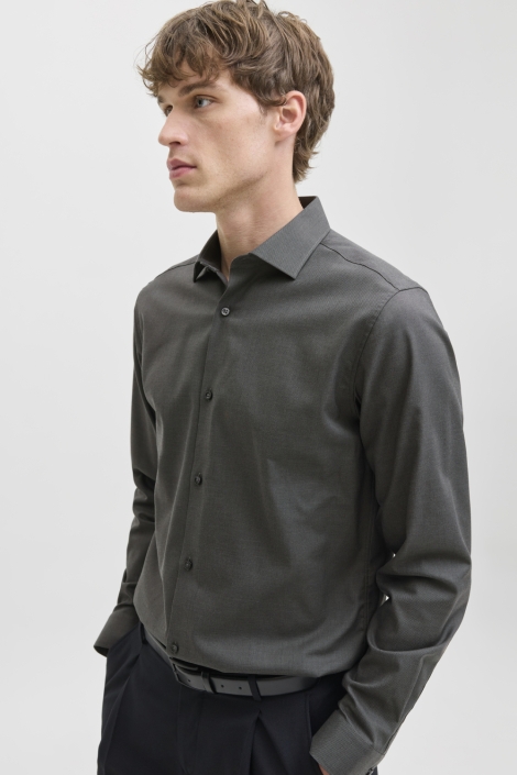 Jack & Jones grijze heren overhemd | Model zijaanzicht