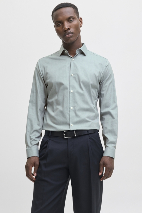 Jack & Jones blauwe heren overhemd | Model vooraanzicht