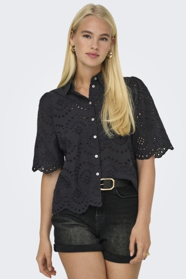 Only Blouse ONLVALAIS S/S SHIRT WVN 15351106 BLACK