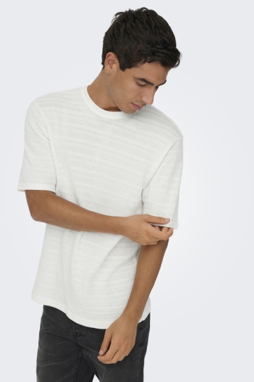 Only & Sons onsgivo reg 12 ss crew knit noos Wit