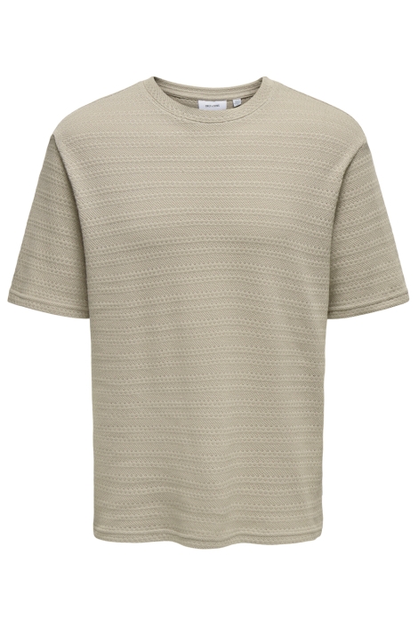 Only & Sons beige heren t-shirt | Vooraanzicht