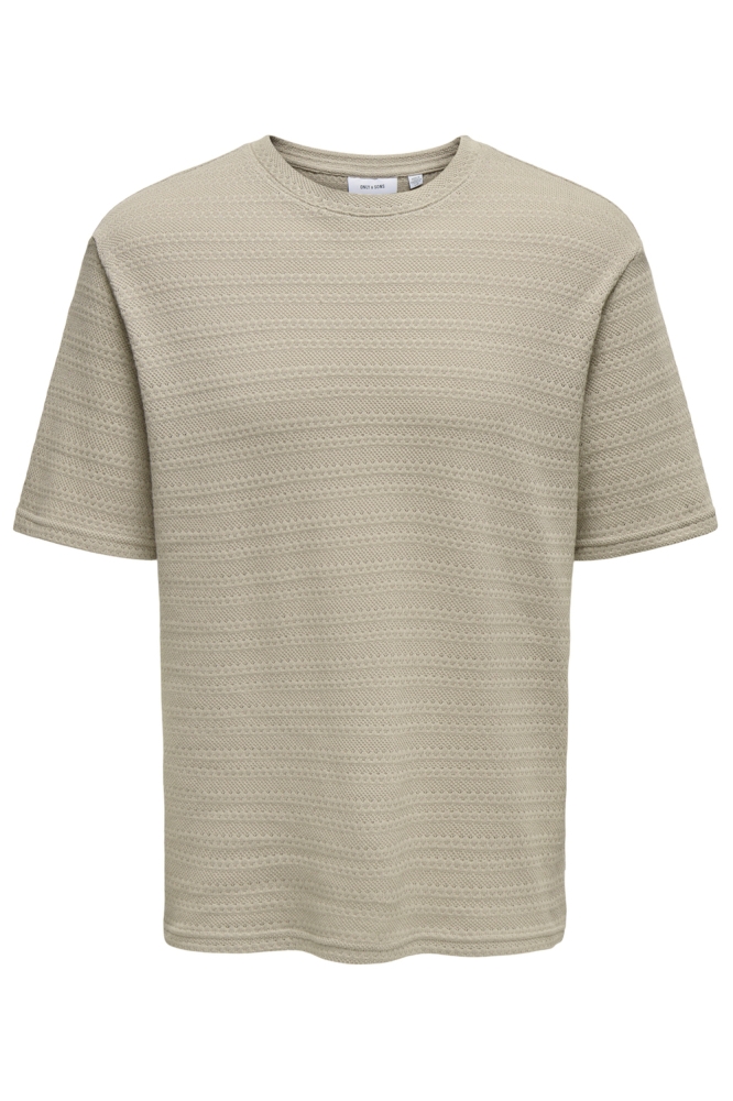 Only & Sons beige heren t-shirt | Vooraanzicht