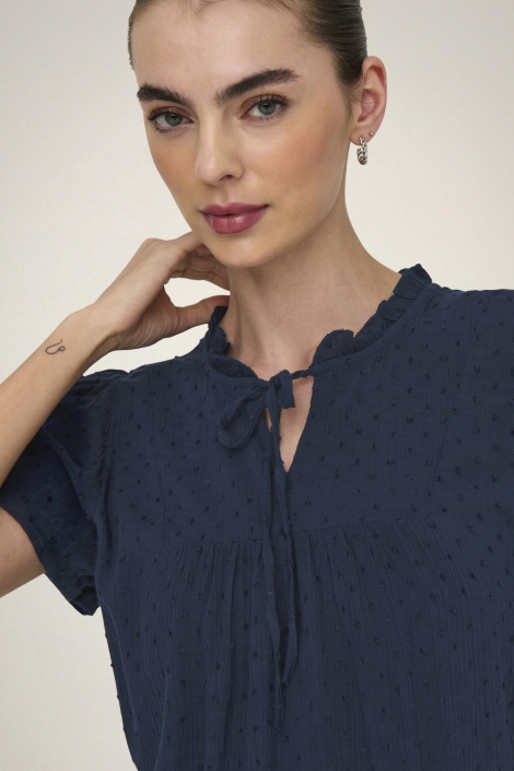 Jacqueline de Yong blauwe dames t-shirt | Close up