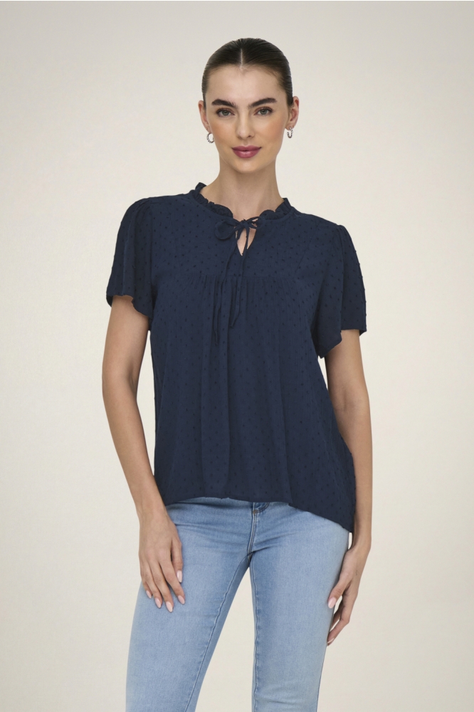 Jacqueline de Yong blauwe dames t-shirt | Model vooraanzicht