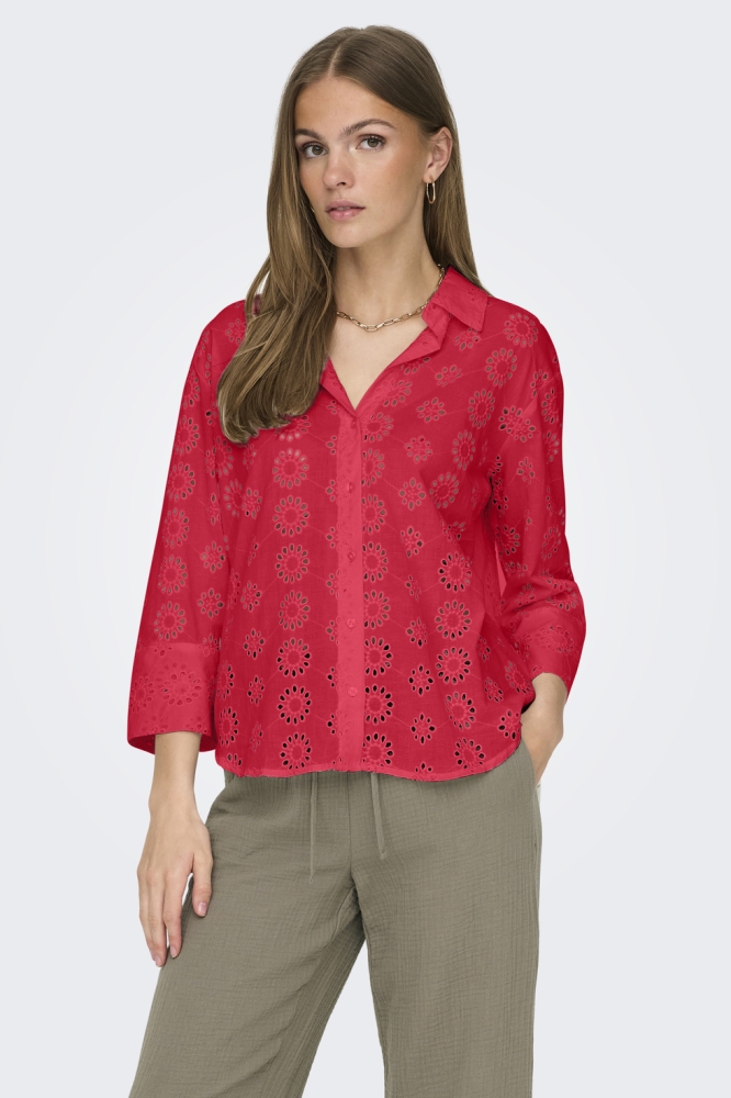 Jacqueline de Yong rode dames blouse | Model vooraanzicht