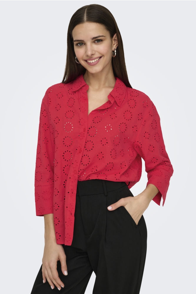 Jacqueline de Yong rode dames blouse | Model vooraanzicht