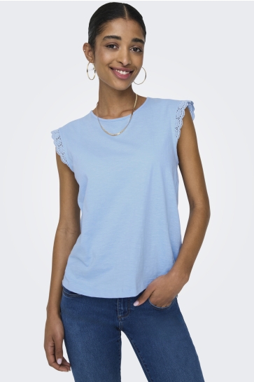 Jacqueline de Yong jdysalva life s/l crochet top jrs n Blauw