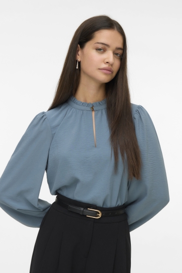 Vero Moda VMANI LS FRILL TOP WVN GA 10334521 Stormy Weather