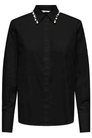 Jacqueline de Yong Blouse JDYLULA L/S PEARL DETAIL SHIRT WVN 15355260 BLACK