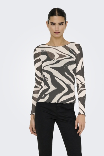 Jacqueline de Yong T-shirt JDYELSA NEW L/S O NECK TOP JRS NOOS 15356004 Black/WHITECAP G