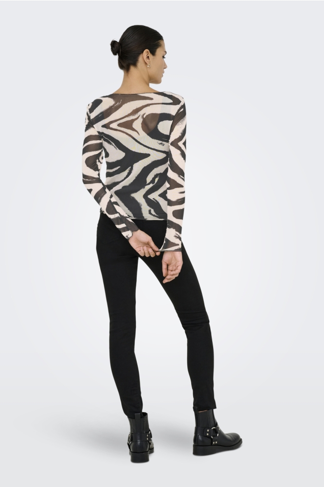 Jacqueline de Yong zwarte dames t-shirt | Model achteraanzicht