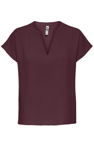 Jacqueline de Yong JDYLION LIFE S/S TOP WVN NOOS 15249287 Maroon Banner