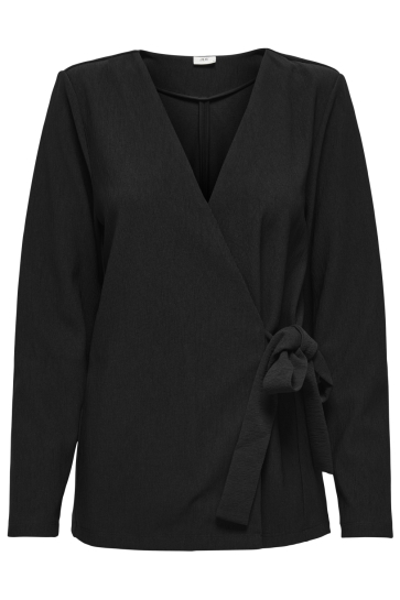 Jacqueline de Yong T-shirt JDYVILMA L/S WRAP TOP JRS 15366485 BLACK