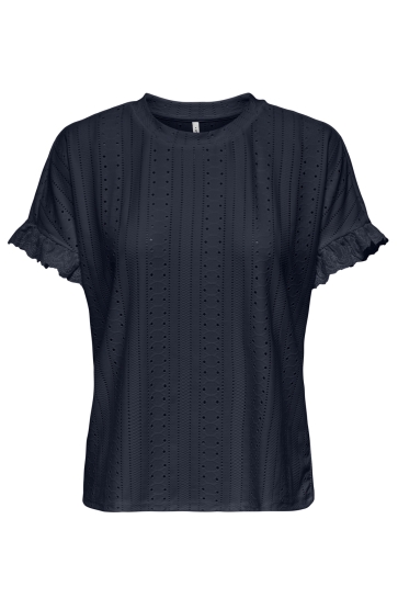 Only T-shirt ONLSMILLA S/S FRILL MIX TOP CS JRS 15353355 Navy Blazer