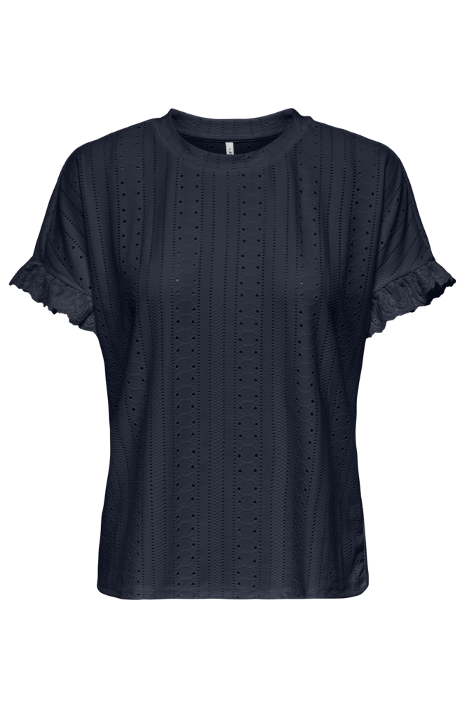 Only blauwe dames t-shirt | Vooraanzicht