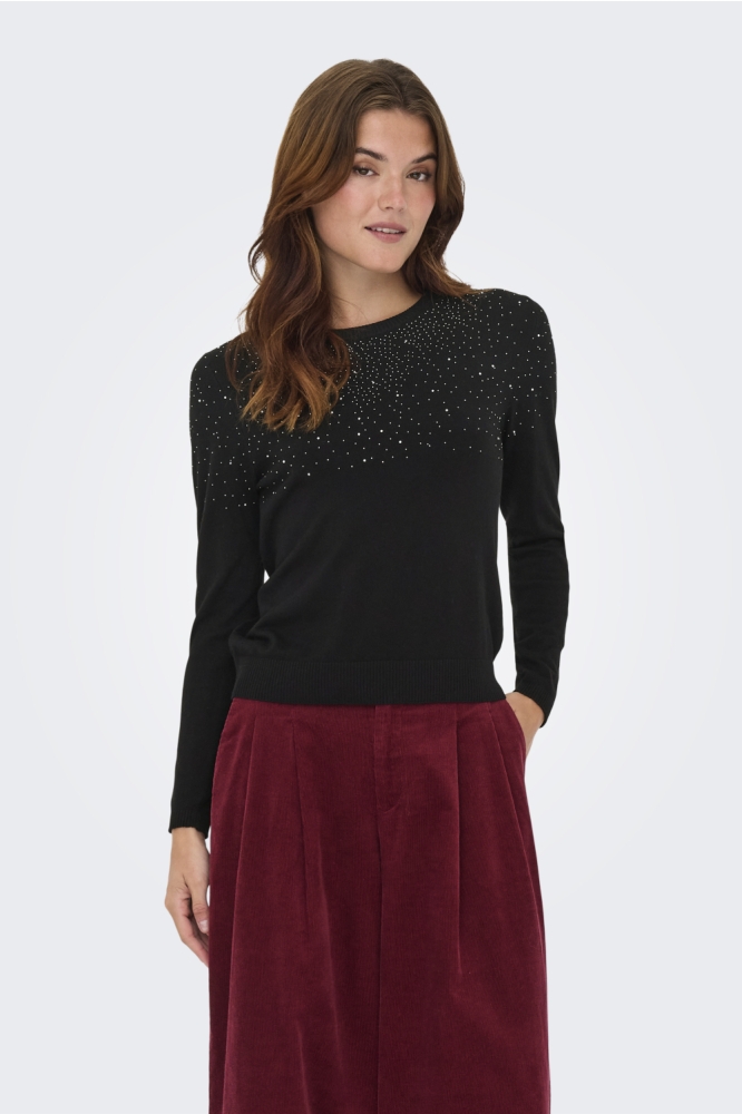 Only zwarte dames trui | Model vooraanzicht