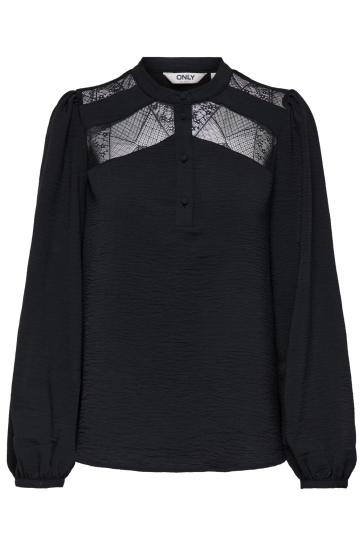Only ONLYOHANNA LIFE FR L/S LACE TOP WVN 15358300 Black