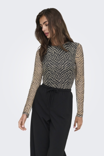 Only ONLNOVA L/S MESH TOP 15357642 Black/707 The it zebra